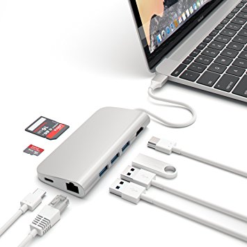 Adaptateur USB-C Satechi aluminum multi-port adapter 4K -> HDMI, USB, SD, Micro SD, Ethernet Silver gris