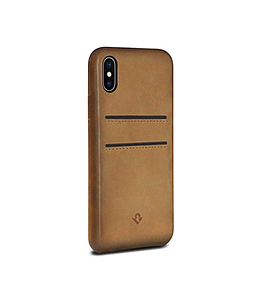 Coque Relaxed leather cuir w/ pockets for iPhone X cognac