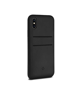 Coque Relaxed leather cuir w/ pockets for iPhone X black